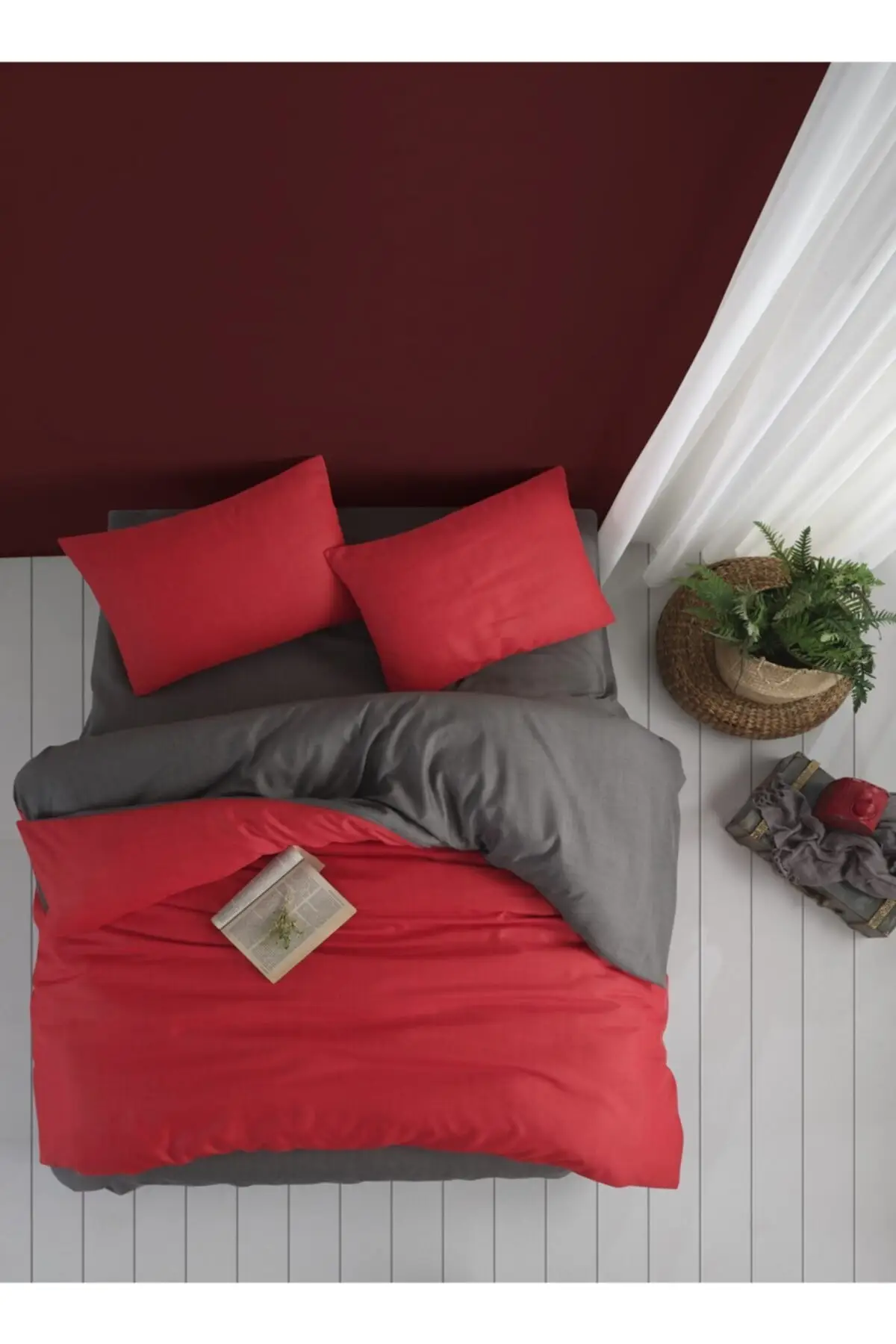 

Двойной индивидуальный комплект пододеяльников Redlove из хлопка и полиэстера 220x240 бескамерный красный одноразмерный текстиль для спальни и д...