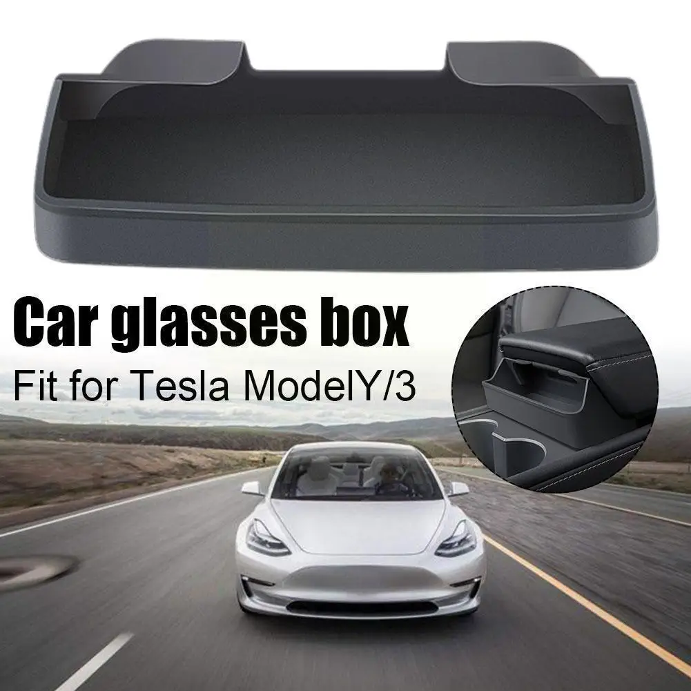 

Футляр для очков Tesla Model 3 Y, центральный подлокотник, скрытый ящик для хранения, органайзер, аксессуары для интерьера, серый цвет, O1R0 W3L7