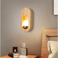 nordic wood wall lamp bedroom sofa minimalist modern design kids bedside table wall lamp decoration salon indoor lighting jw0114