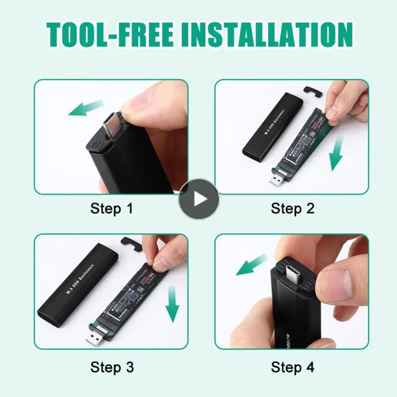 

Портативный внешний корпус типа c, стабильный двухпротокольный картридж для жесткого диска Ssd 10 Гбит/с M.2 Nvme Ssd, высокоскоростной адаптер