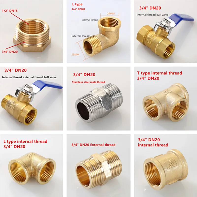 

Brass Ball Valve 3/4" DN20 BSP Female Male Thread Tee Type Elbow Butt Joint Adapter Adapter Coupler Plumbing Fittings pipes