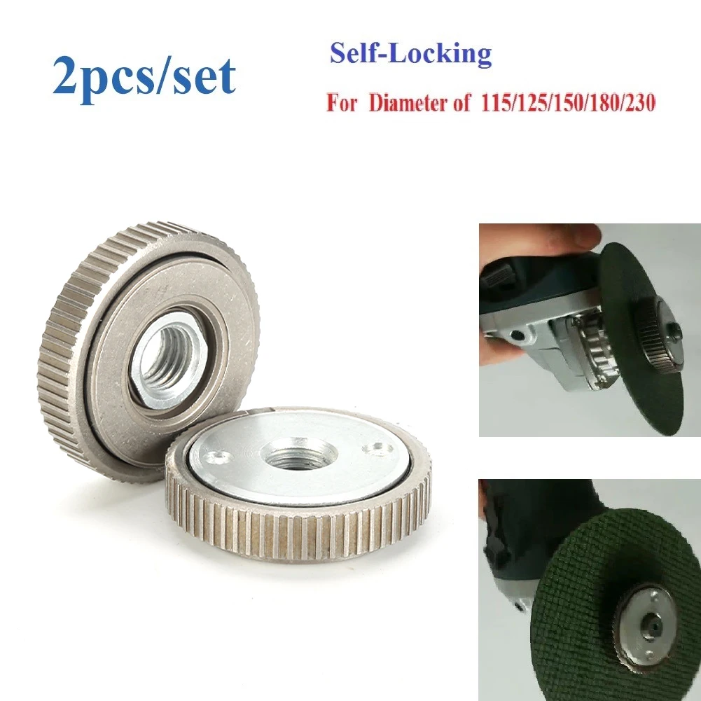 

2Pcs M14 Angle Grinder Thread Parts Self-locking Pressure Plate Set Replacement Quick-Release Nut Clamping Power Tools