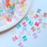 100pcs new cute shiny mini butterfly series resin figurine crafts flatback cabochon ornament jewelry making hairwear accessories