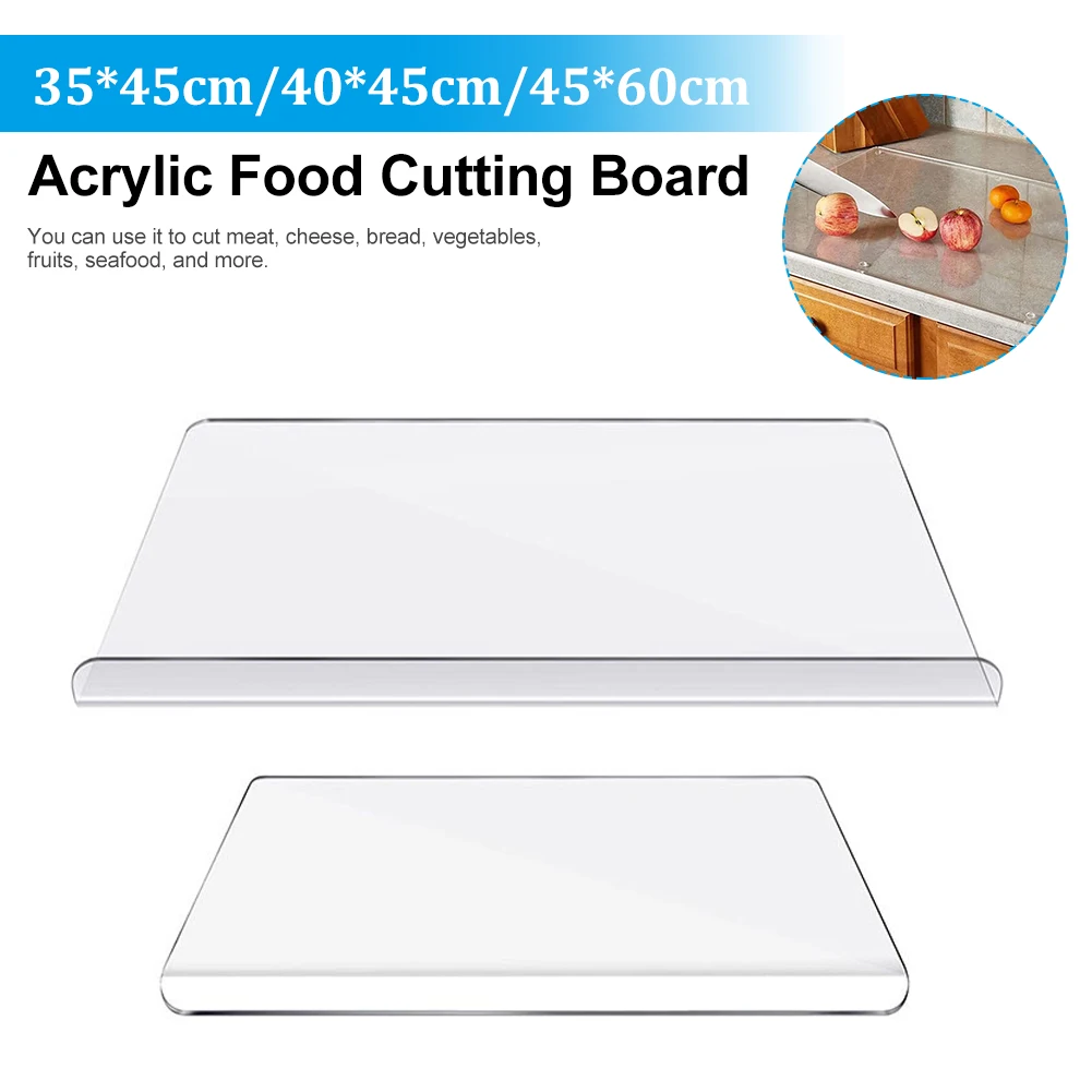 

Acrylic Cutting Board for Kitchen Counter Transparent Cutting Board with Lip for Countertop Easy Cleaning for Home Restaurant
