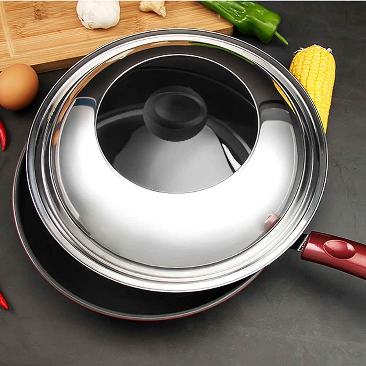 

Lid Cover Pot Pan Lids Universal Cooking Pots Wok Replacement Frying Stainless Steel Skillet Anti Saucepan Splashing Cookware