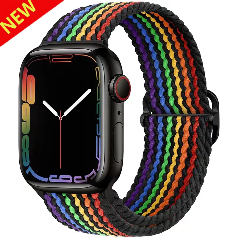 Braided solo loop strap For Apple watch 49mm 45mm 44mm 41mm 40mm Series UItra 8 7 6 5 4 SE elastic nylon strap iWatch3 42mm 38mm