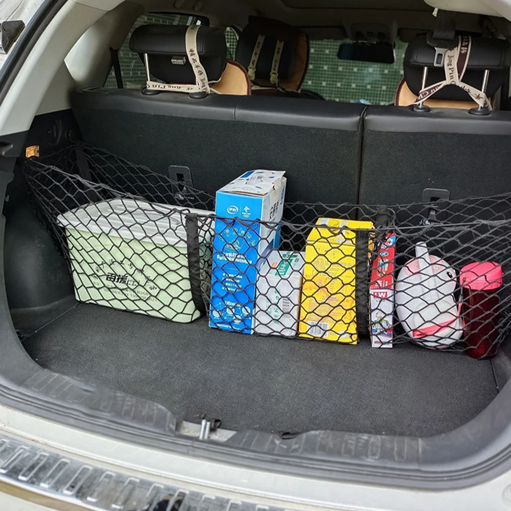 

3 or 4 Pockets Cargo Net Stretchy Trunk Storage Organizer Net Heavy-Duty Luggage Holder with Mount Kit for SUV Pickup Truck Van