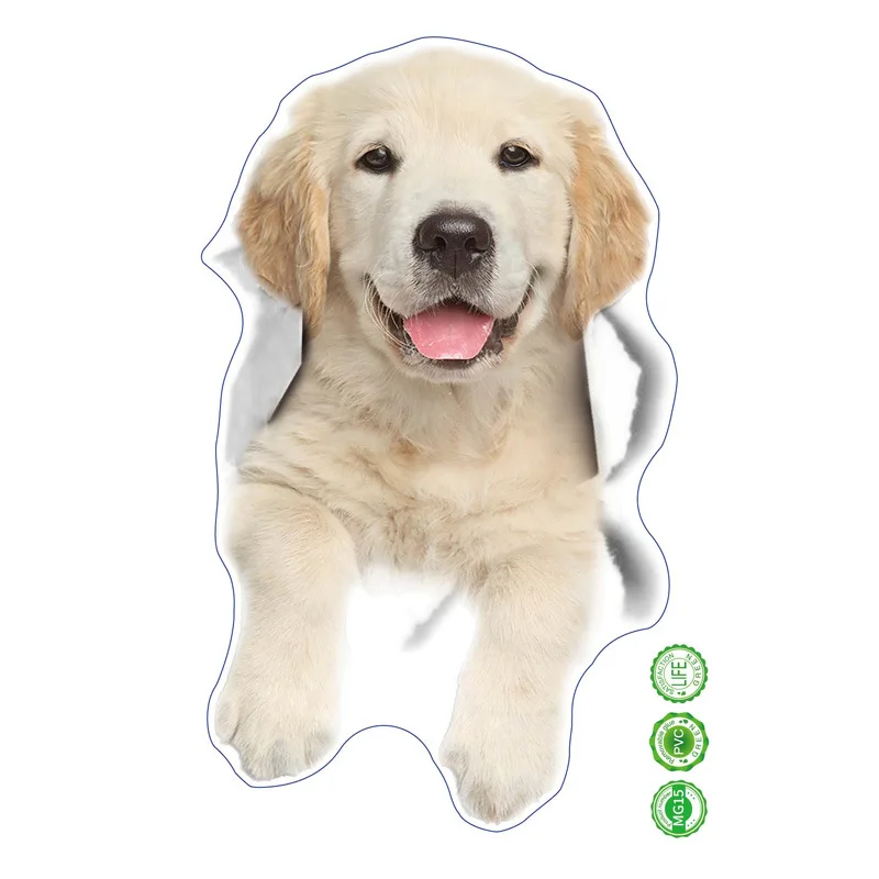 Cute Puppy Sticking Out Tongue Wall Stickers Bathroom Home Decoration Wallpaper Living Room Decor Mural 3D Dog Toilet Sticker images - 6