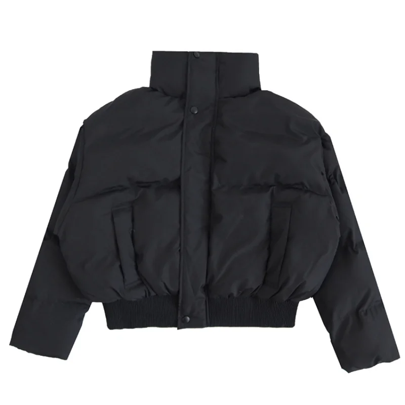 Hip Hop Bomber Parka Jacket Streetwear Mens Causal Stand Collar Loose Harajuku Winter Cotton Padded Jacket Coat Puffer Outerwear