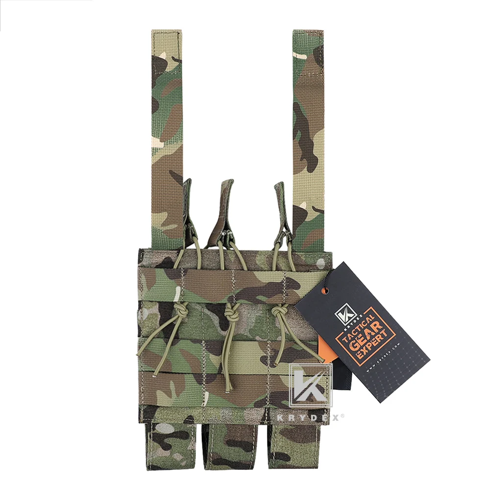 Тактический модульный подсумок KRYDEX Triple Mag Pouch для магазинов MP5, MP7, KRISS, MOLLE, открытый, для SMG, для страйкбола, охоты, жилетов и снаряжения (art.: 3920d80903c2a) - 3920d80903c2a