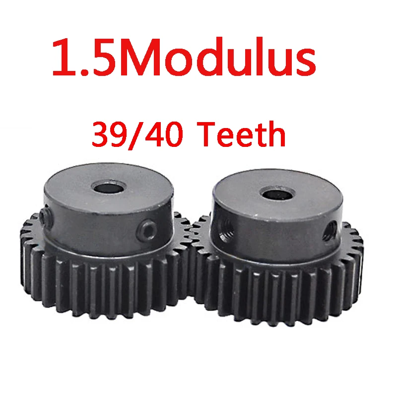 

Spur Gear 1.5 Modulus 39/40 Teeth Pinion Motor Boss Gear 45 Steel Cylindrical Straight Gears with Keyway Hole 5X2.3mm