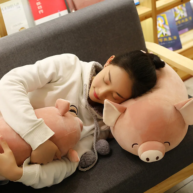 

New kawaii plush toys pig Stuffed Doll Lying Plush Piggy Toy Animal Soft Plushie Hand Warmer Pillow Blanket Kids Baby Comforting