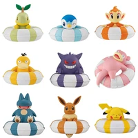 bandai genuine pokemon swimming circle series gashapon toys pikachu eevee gengar piplup snorlax creative cute action figure toys