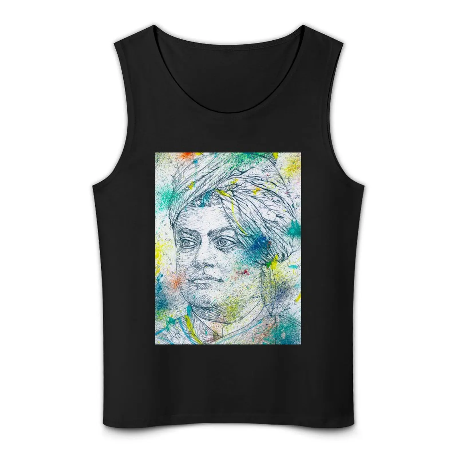 SWAMI VIVEKANANDA - портрет акварели и карандаша .1 Майка лето 2025 футболки без рукавов для