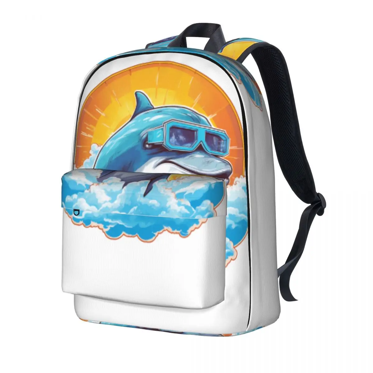 

Dolphin Backpack Vector Graphic Cute University Backpacks Unisex Cute School Bags High Quality Lightweight Rucksack