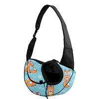 fox pattern pet carrier shoulder bag portable fashion single sling handbag safety breathable outdoor dog satchel