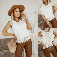 summer sleeveless lace hollow lace long sleeve shirt lace shirt tees womens blouses and tops shirts women