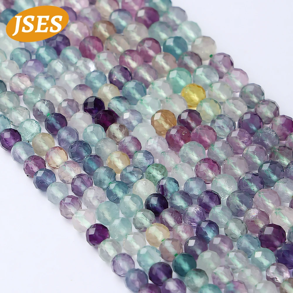 JSES натуральные красочные флюоритовые граненые бусины свободный камень