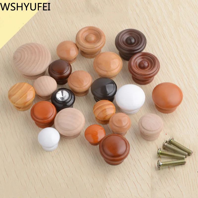 

WSHYUFEI 10 pcs Natural Wooden Cabinet Drawer Wardrobe Knobs Door Pull Kitchen Handle Furniture Handle Hardware decoration