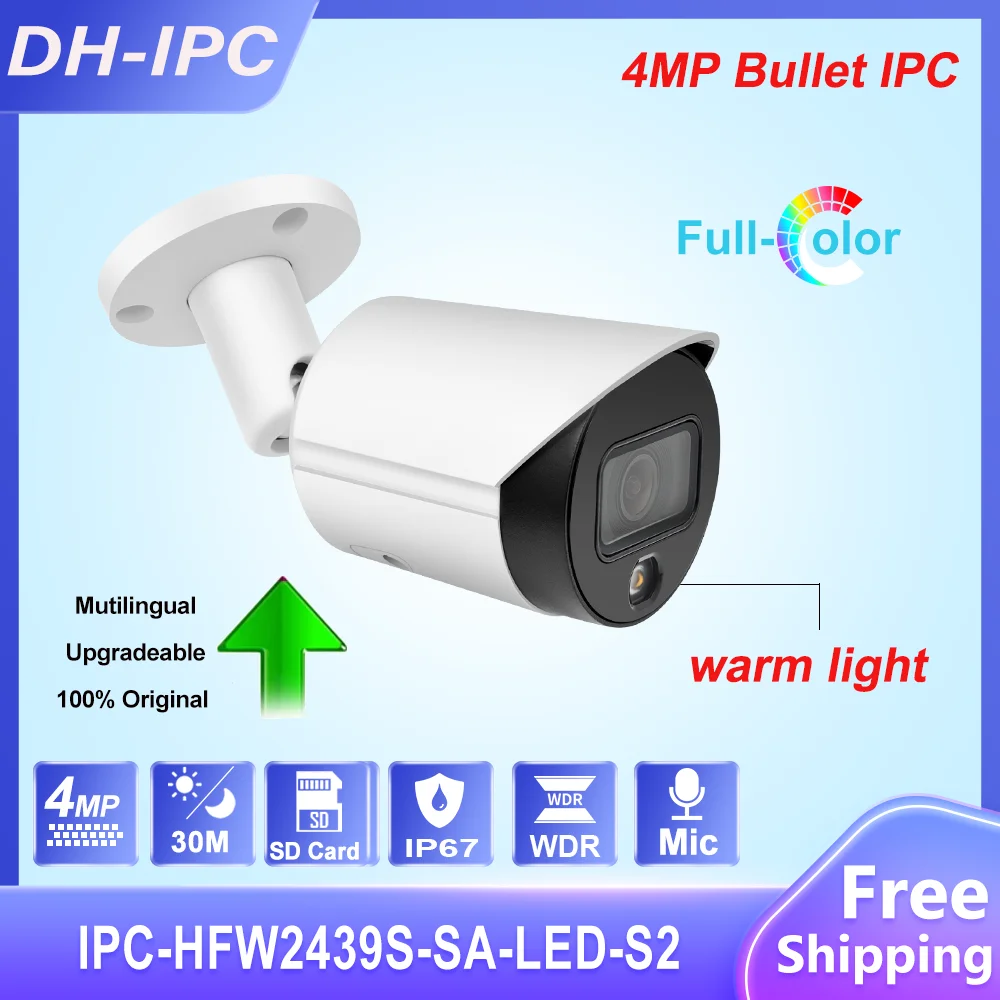 

Полноцветная цилиндрическая IP-камера Dahua 4 МП, фотокамера со встроенным микрофоном и слотом для SD-карты, сетевая камера видеонаблюдения CCTV