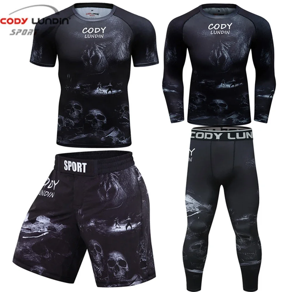 Мужская спортивная одежда для ММА компрессионный спортивный костюм рубашка бега