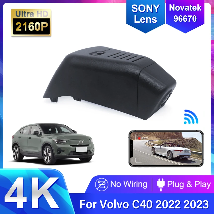 

Видеорегистратор автомобильный с двумя объективами, Wi-Fi, 4K HD 2160P