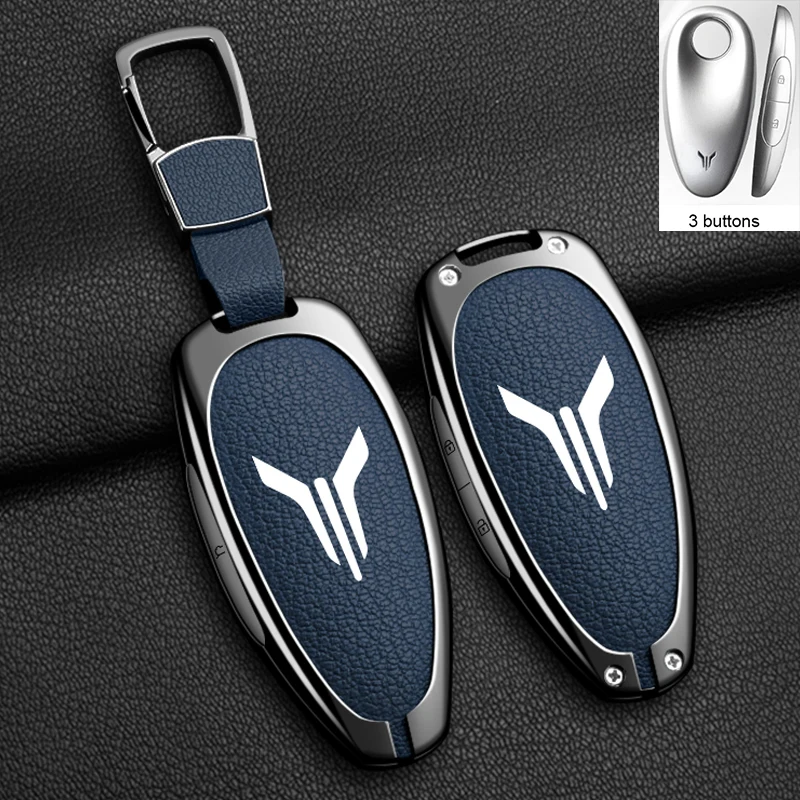 Кожаный чехол для автомобильного ключа из сплава, держатель, брелок для Voyah Free I-Land Dreamer 2021-2023, брелок для ключей, аксессуары для автозащиты