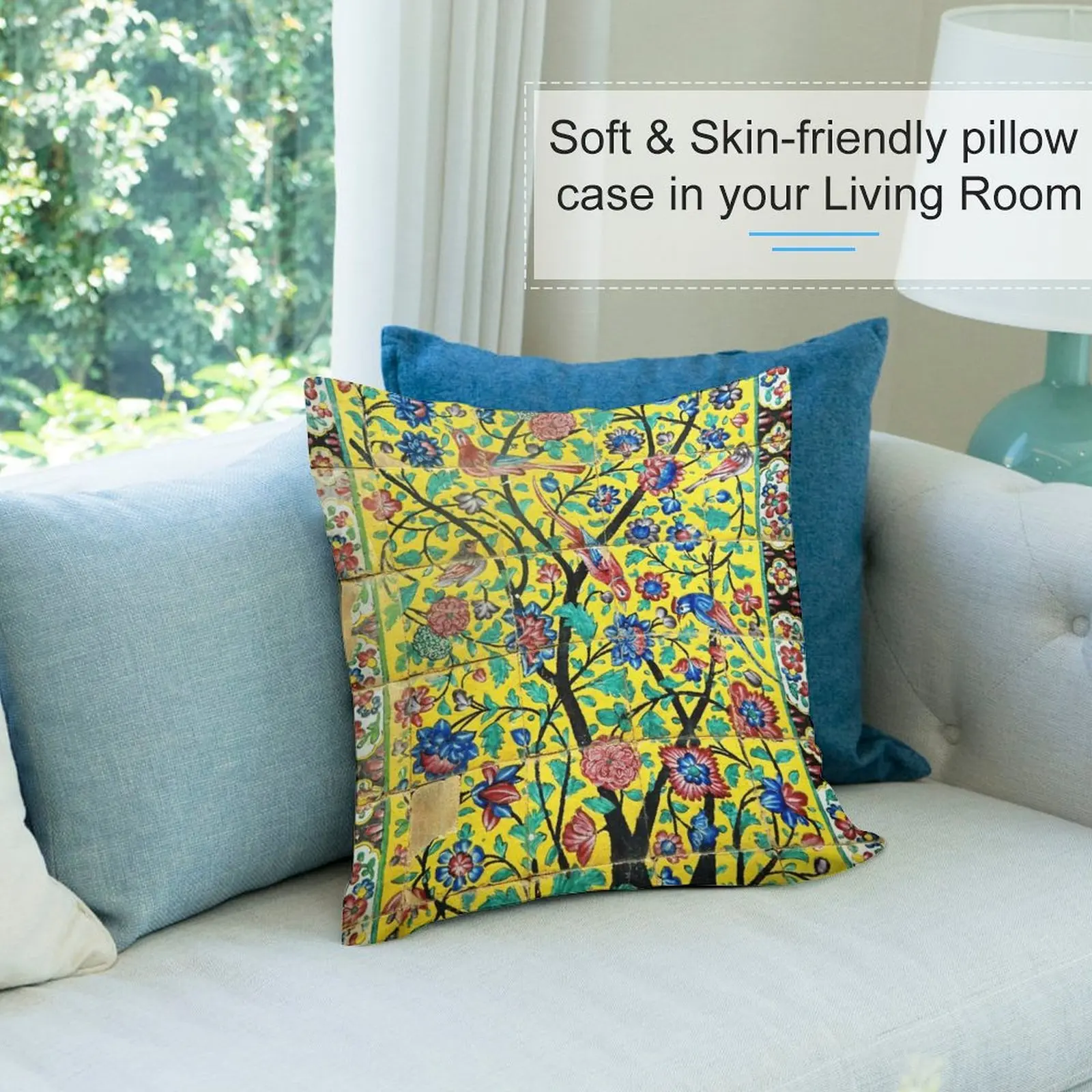 Мозаика из персидских цветов и птиц Шираз Иран декоративная подушка