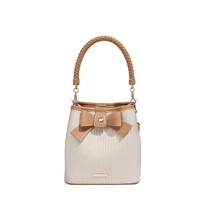 womens bag 2022trend luxury designer handbag bow colorblock bucket bag woven handle strap shoulder bag crossbody key coin purse