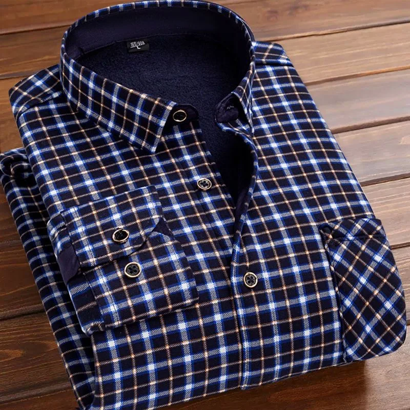 

2023 Autumn/Winter New Classic Fashion Thickened Warm Plaid Long Sleeve Shirt Men's Casual Loose Comfortable High Quality Shirt