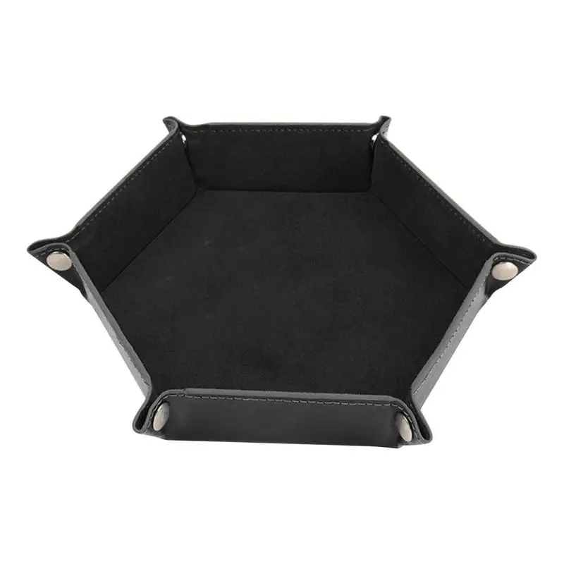 

Dice Holder Storage Box PU Leather Holder Hexagon Dice Tray And Storage Portable Board Game Storage Bowls For Family Friends