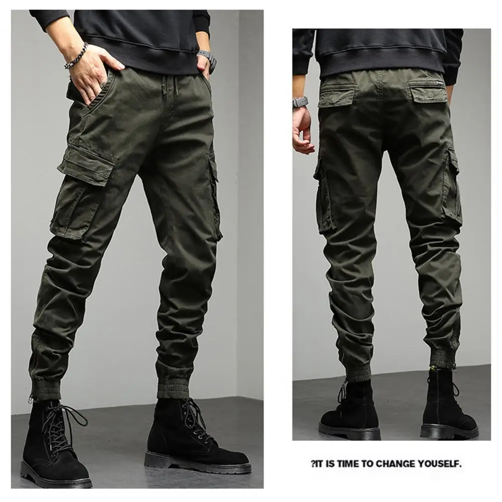 

Solid Color Cargo Pants Solid Color Men's Outdoor Cargo Pants with Multi Pockets Streetwear Style for Camping Sports Adjustable