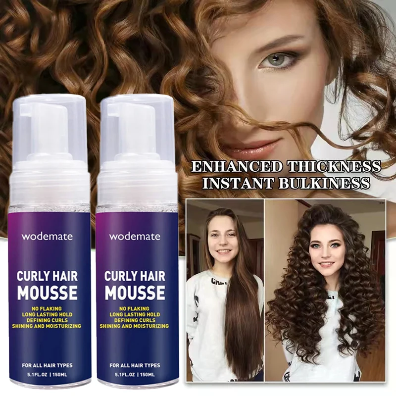 

Curly Hair Mousse Strong Hold Curly Styling Mousse Anti-Frizz Moisturize Hair Foam Mousse No Greasy Enhancing Styling