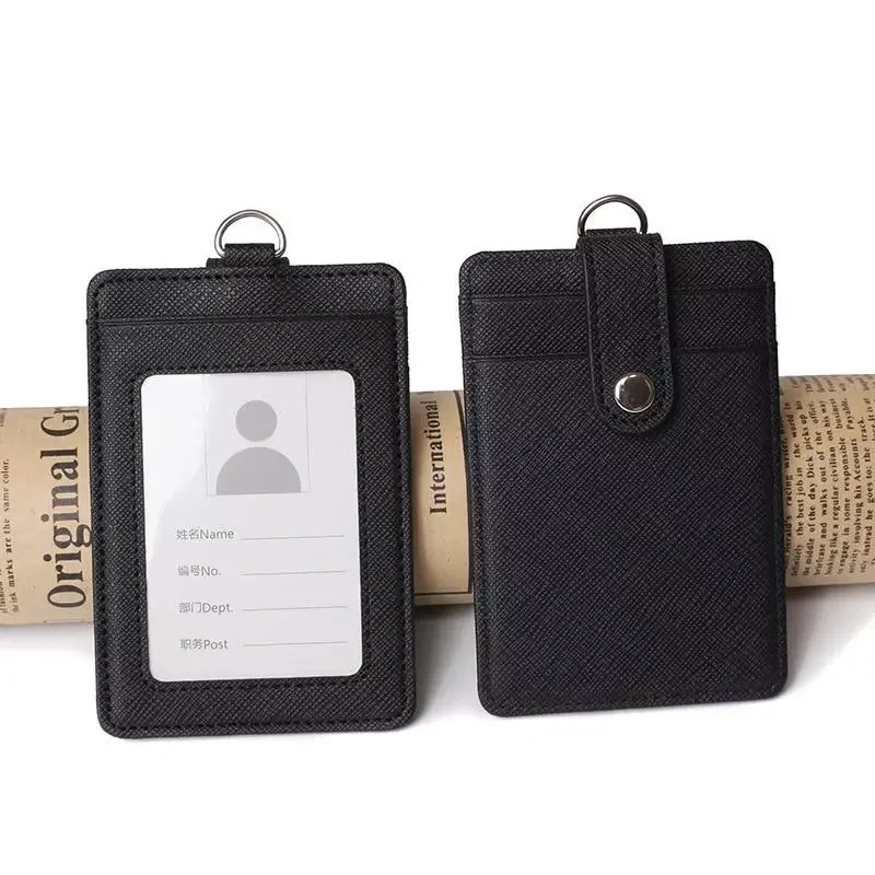 

PU Leather Badge Holder ID Card Work Card Bus Card Holder Classic Career Style Card Organizer Bag Business Supplies