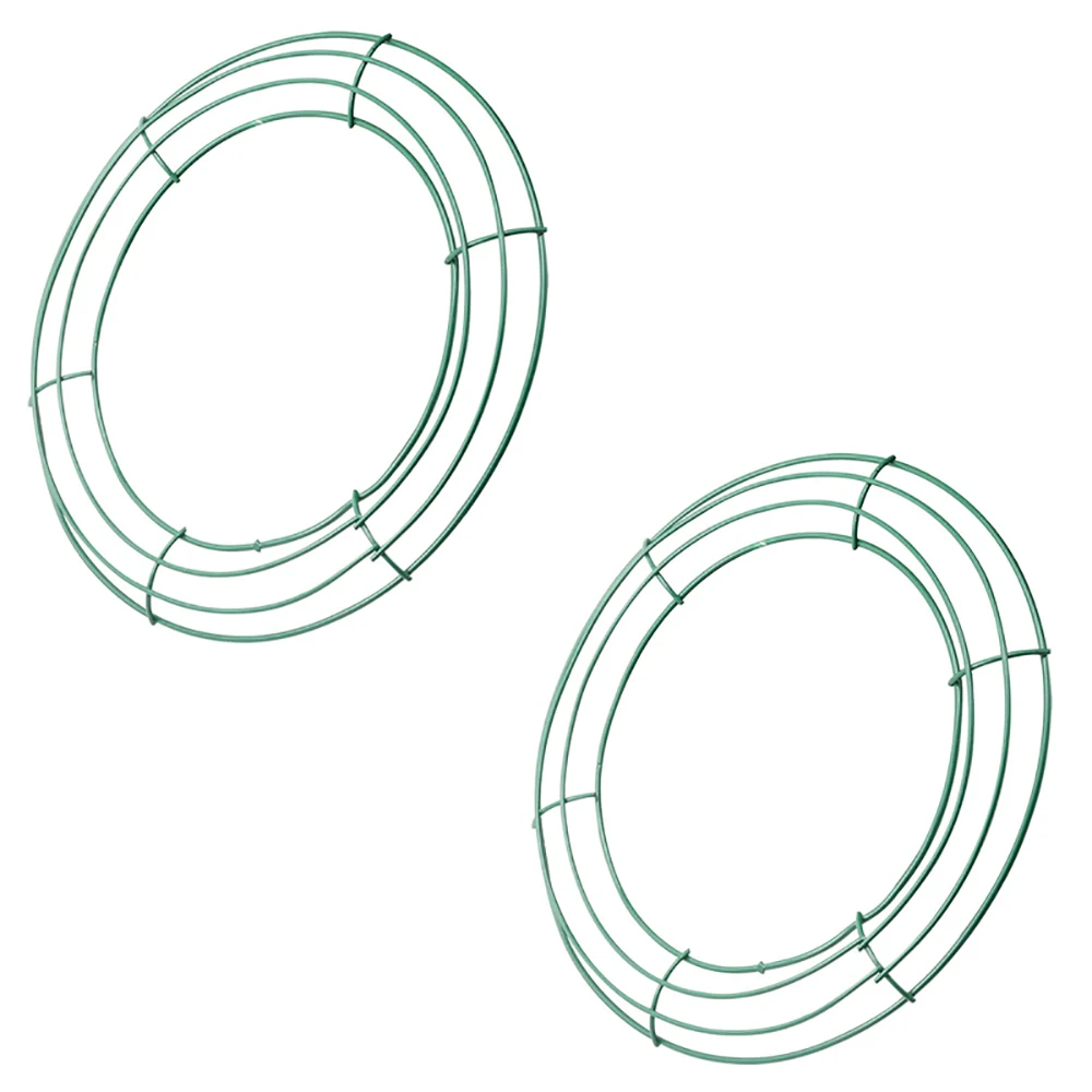 

14 Inch Wire Wreath Frame Metal Round Wreath Form Making Rings Green for Christmas Party Home Decoration DIY Pack of 2