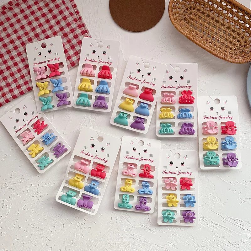 

6pcs Cute Candy Color Small Grab Clip for Baby Girls Floral Bow Frosted Hairpins for Children Kids Headwear Hair Accessories