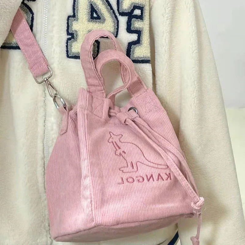 

Bag New Corduroy Kangaroo Hand Carrying Small Shoulder Bag Women's Fashion All-Match Shoulder Bag Cross Body Bucket Bag