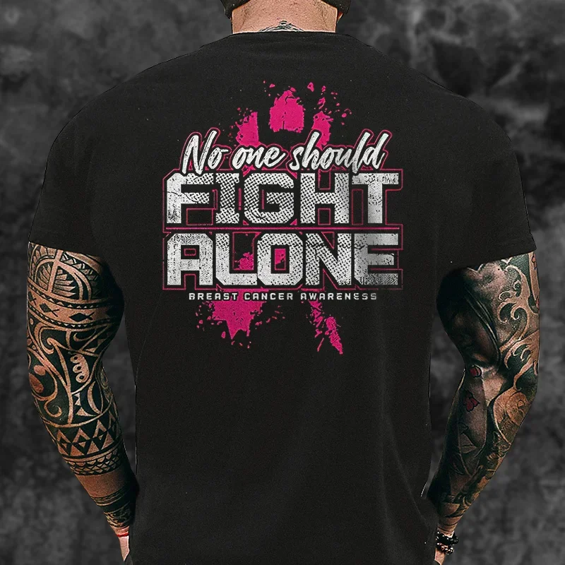 

Badassdude No One Shoulder Fight Alone Printing Men's Casual Fashion T-shirt