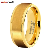 8mm yellow gold wedding band tungsten carbide ring men women dropshipping fashion jewelry stepped edges i love you engraved