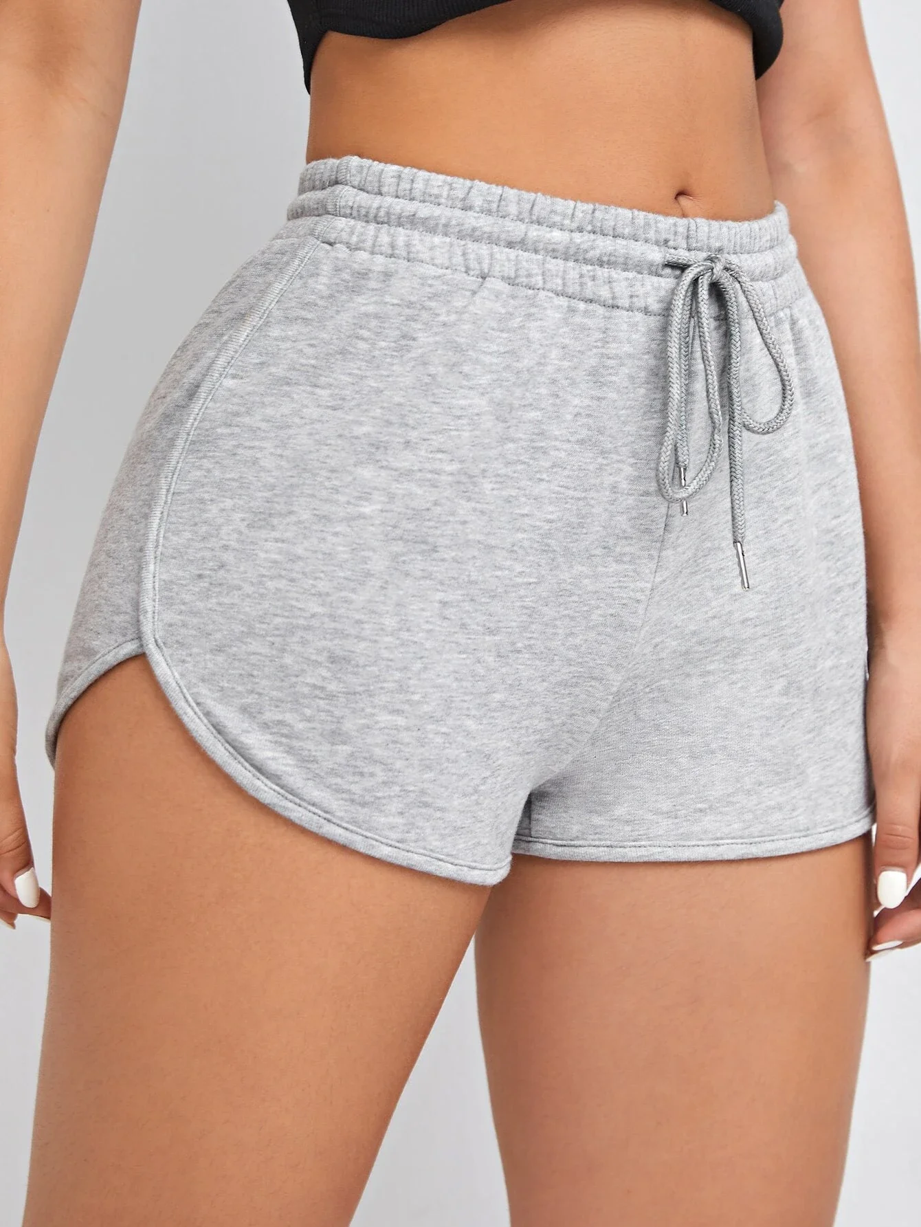

Solid Drawstring Waist Track Shorts