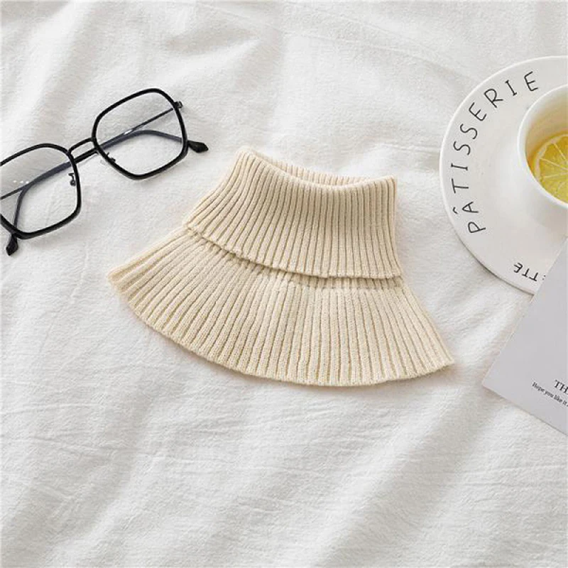 Мужской двухслойный вязаный шарф с кольцом простой осенне-зимний теплый уличный