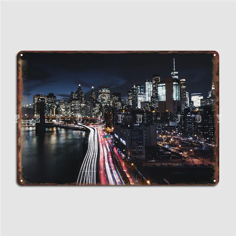 Нью-Йорк, манхэттен, металлический плакат с табличкой, кинотеатр, гостиная, печать, украшение для гаража, оловянные плакаты с знаком