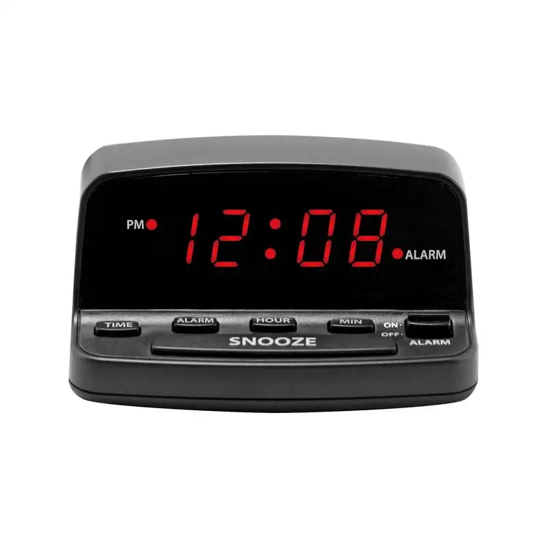 

Alarm Clock with Keyboard Style Controls, Battery Back-up, Easy to Use, Black Case with Red LED Display, SPC051A Watch parts Tot
