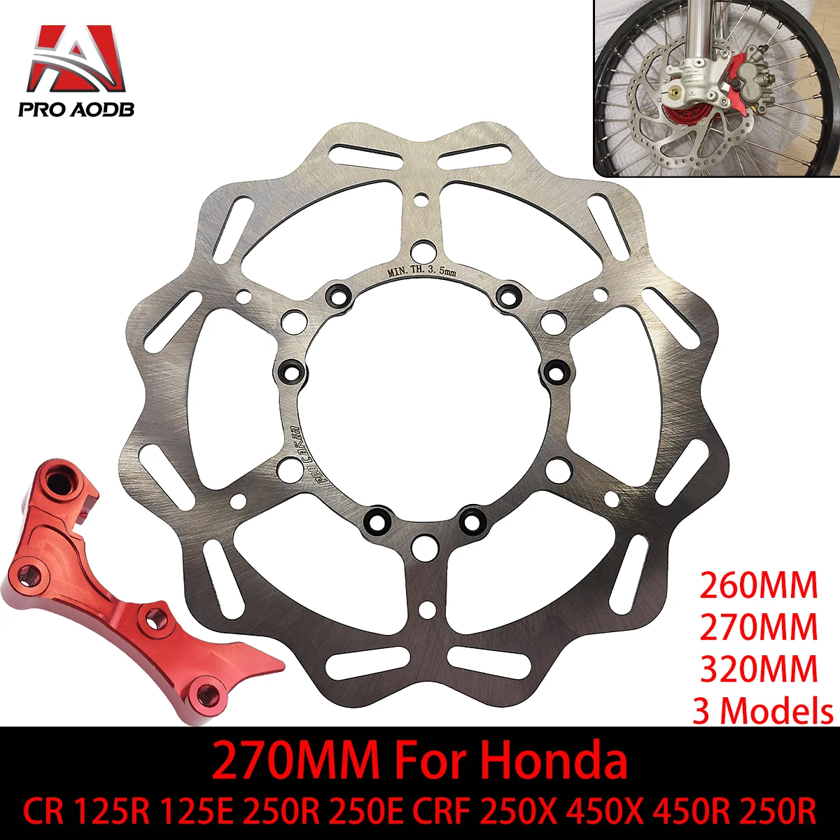 Для мотоцикла Honda 320 мм 270 260 передний плавающий тормозной диск CR 125R 125E 250E 250R CRF 250X 450X