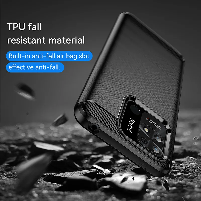 For Xiaomi POCO C40 Case POCO C40 Cover 6.71 Inch Shockproof Carbon Fiber Soft Silicone Back Bumper For POCO C40 Fundas