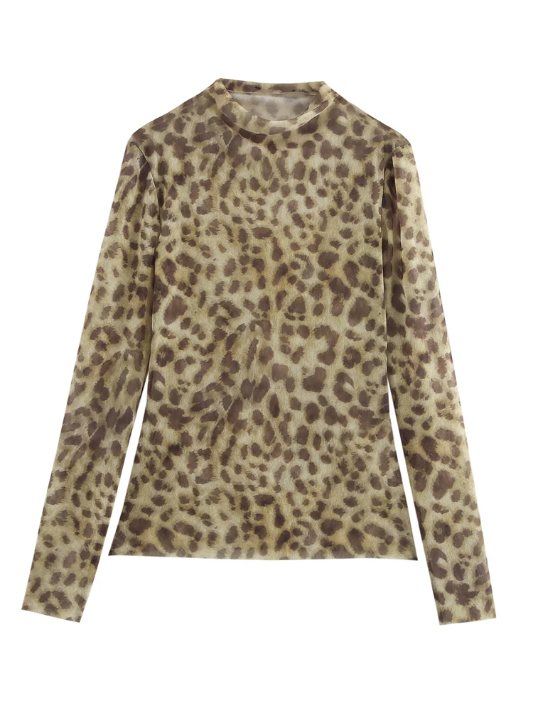 KAOPU ZA женский тюлевой полупрозрачный топ с животным принтом винтажный пуловер