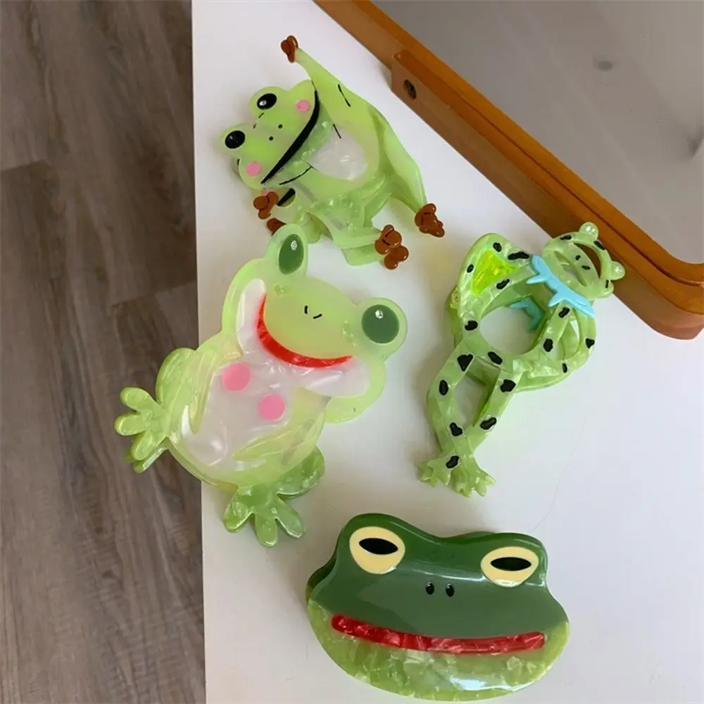 

Frog Hair Grip Cute Animal Splicing Hair Clip Green Series Acetate Duckbill Clip Shark Clip Hair Accessories Female