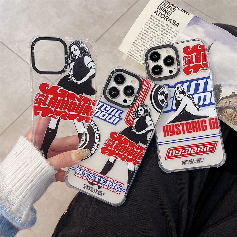 

Fashion Hysteric Glamour Girl Tags Shockproof Soft Phone Case For iPhone 11 12 13 Pro Xs Max Xr X 7 8 Puls SE Transparent Cover