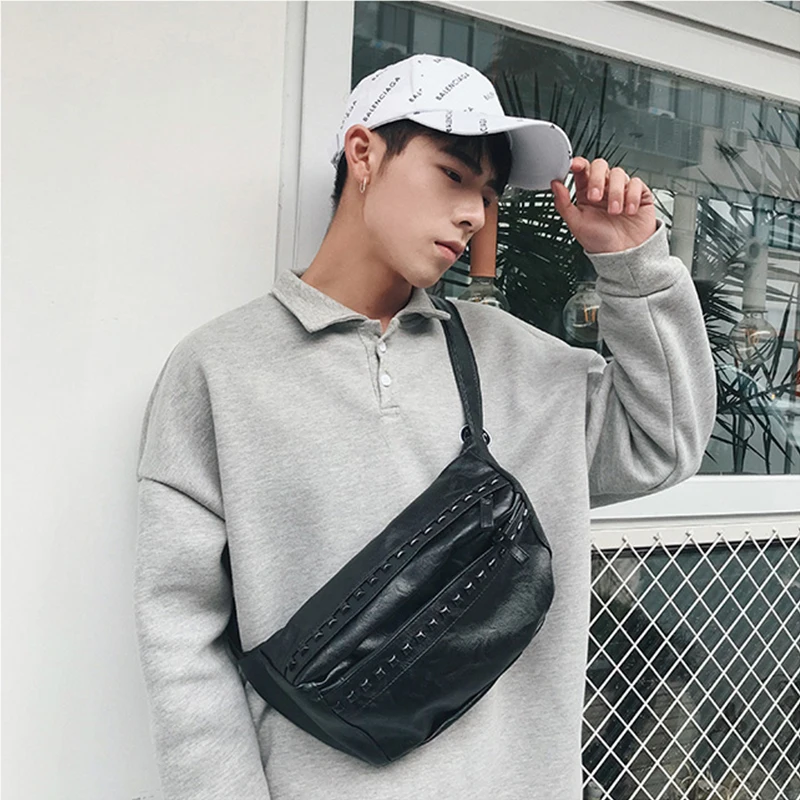 Waterproof Man Chest Bag Luxury Design Brown Sling Phone Purse Soft Leather Single Belt Backpack Men Bags Shoulder Crossbody