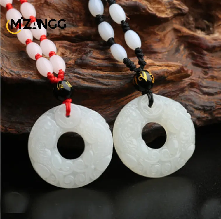 

The Natural White Jade Double PI Xiu Peace Buckle Pendant Hand-carved Charm Fashion Jewelry Lucky Amulet Men and Women's Gifts